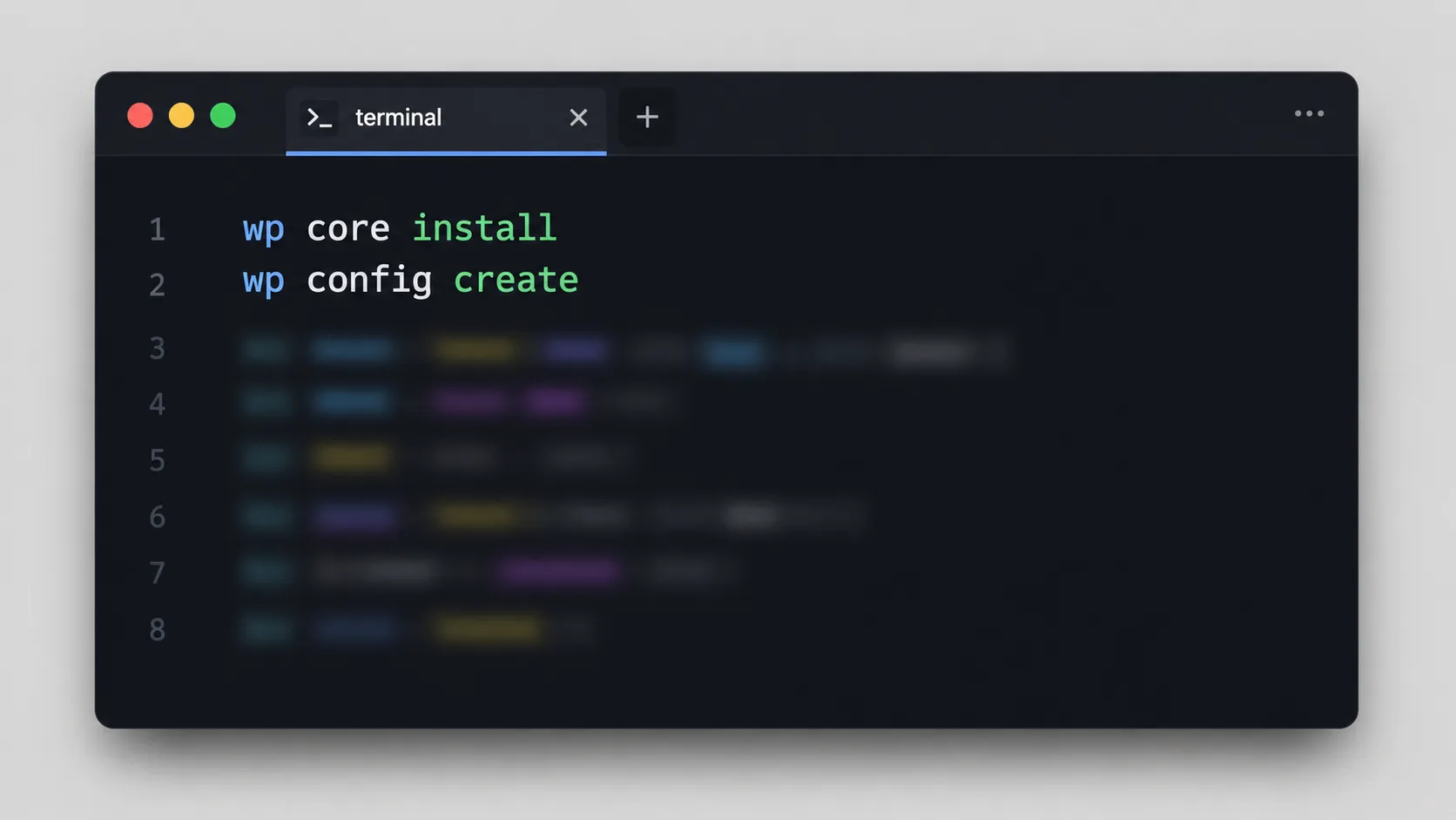 WP-CLI ile terminalden WordPress kurulum komutlarının çalıştırıldığı kod penceresi görseli