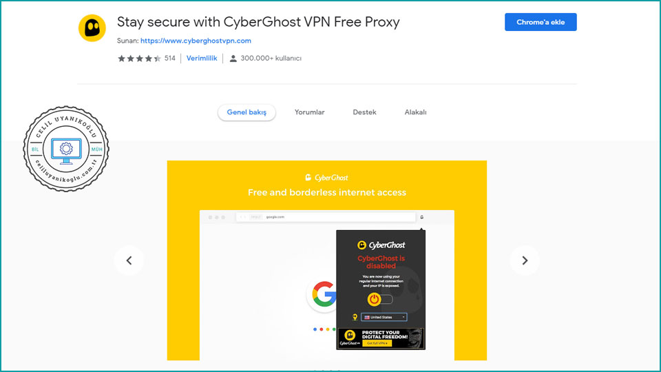 chrome mağaza CyberGhost VPN